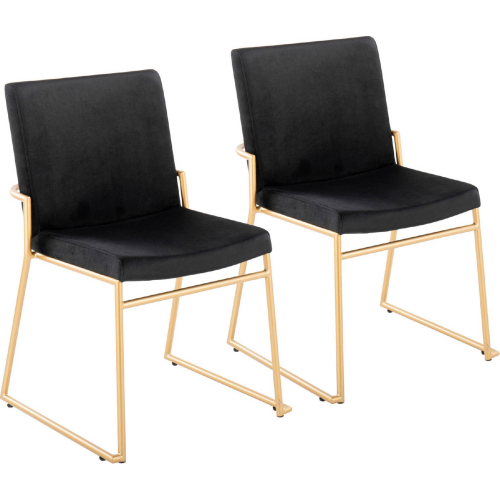 Dutchess Dining Chair in Gold Steel & Black Velvet (Set of 2)